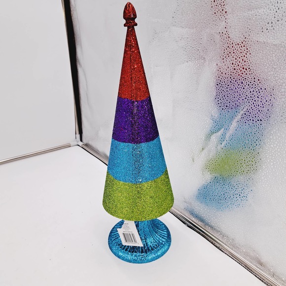NWT Glitter Rainbow Metal Christmas Tree - Picture 3 of 11